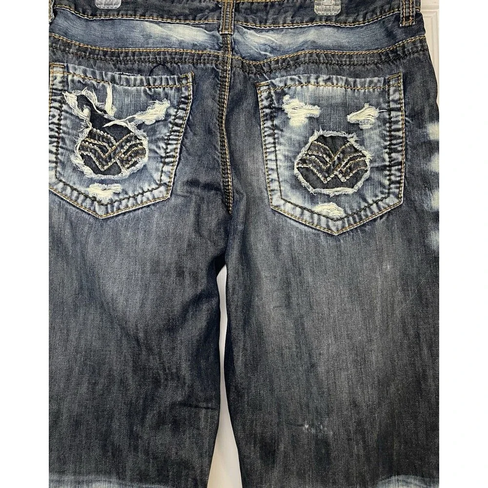 Helix 34 X 32 Men's Custom Graphic Denim Jeans - Peace & Leaf Bleach Wash